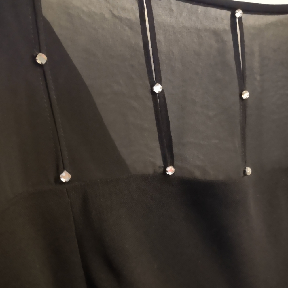 Evan-Picone Black Rhinestone Embellished Drape Back Dress Size 16 - Picture 13 of 16